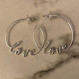 Park Lane Silver 'Love' Hoop Earrings